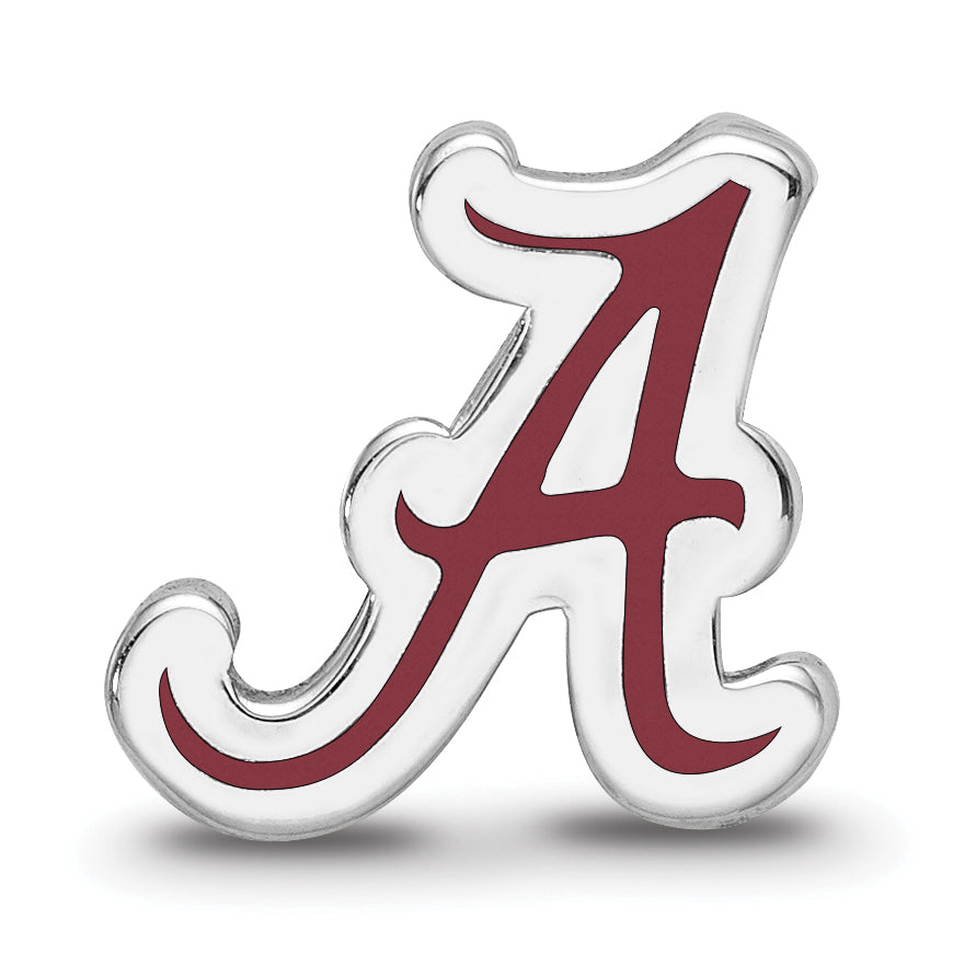 Sterling Silver Rhodium-plated LogoArt University of Alabama Letter A Enameled Bead