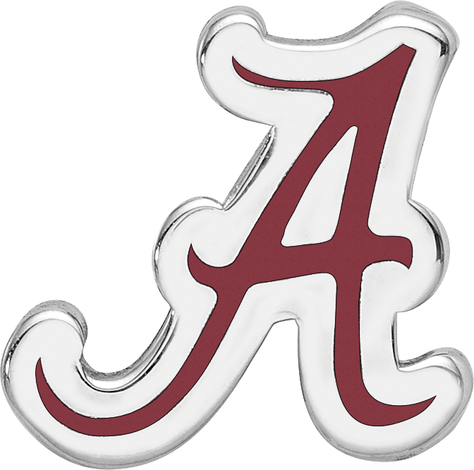 Sterling Silver Rhodium-plated LogoArt University of Alabama Letter A Enameled Bead