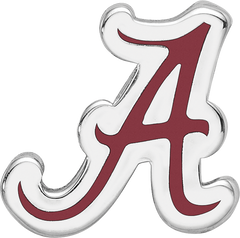 Sterling Silver Rhodium-plated LogoArt University of Alabama Letter A Enameled Bead