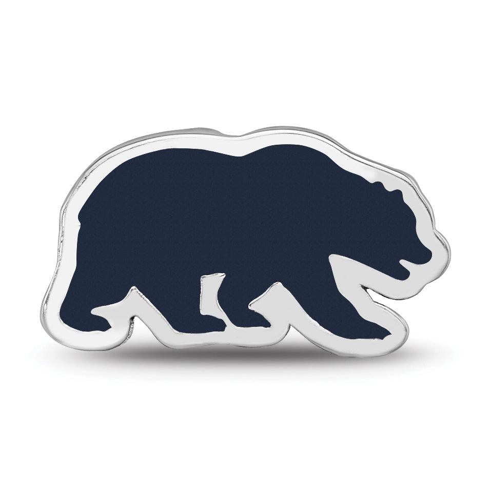 Sterling Silver Rhodium-plated LogoArt University of California Berkeley Bear Enameled Bead