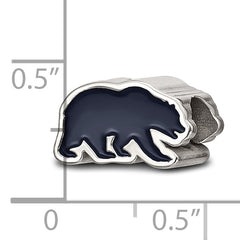 Sterling Silver Rhodium-plated LogoArt University of California Berkeley Bear Enameled Bead