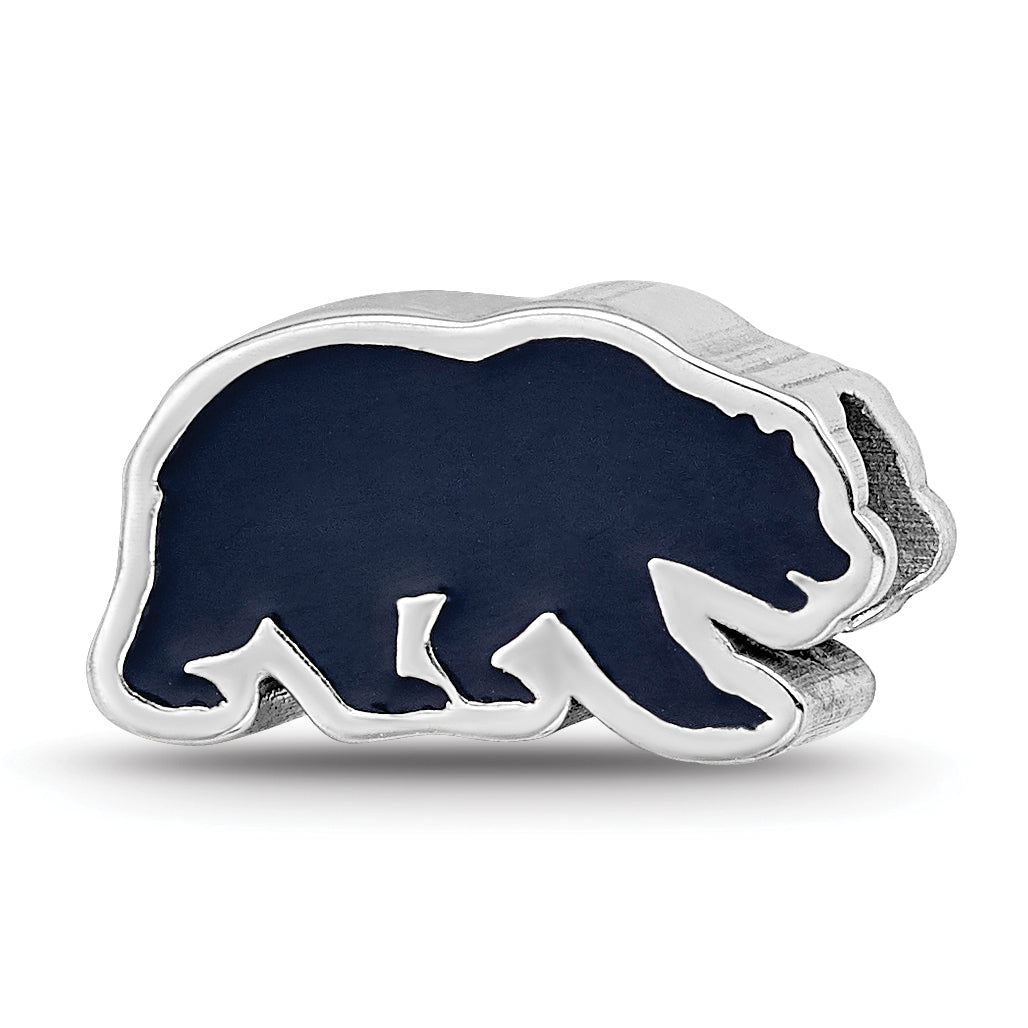 Sterling Silver Rhodium-plated LogoArt University of California Berkeley Bear Enameled Bead