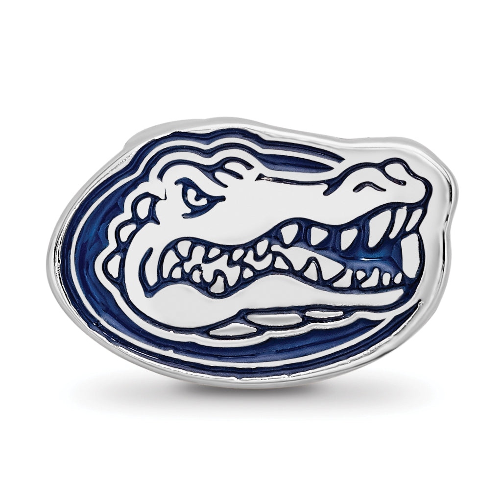 Sterling Silver Rhodium-plated LogoArt University of Florida Gator Enameled Logo Bead