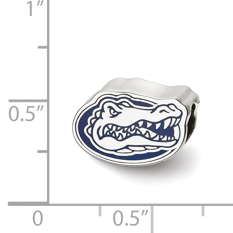 Sterling Silver Rhodium-plated LogoArt University of Florida Gator Enameled Logo Bead