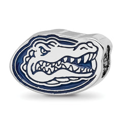 Sterling Silver Rhodium-plated LogoArt University of Florida Gator Enameled Logo Bead