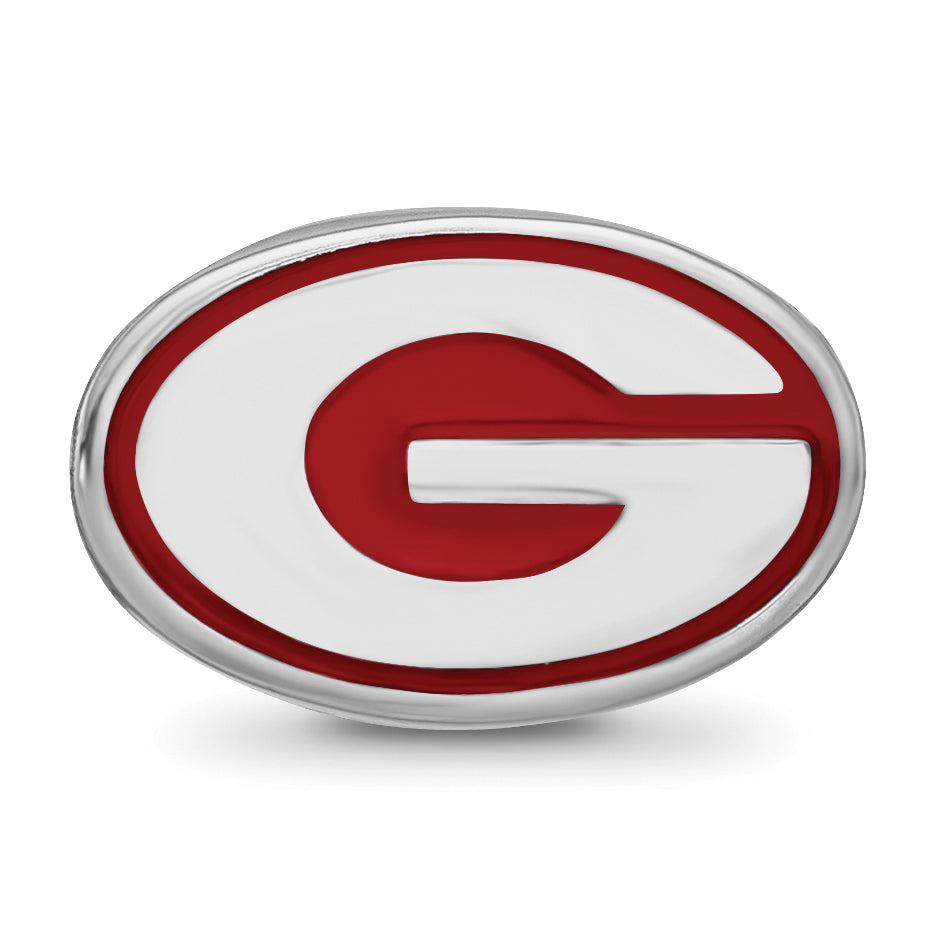 Sterling Silver Rhodium-plated LogoArt University of Georgia Letter G Enameled Logo Bead