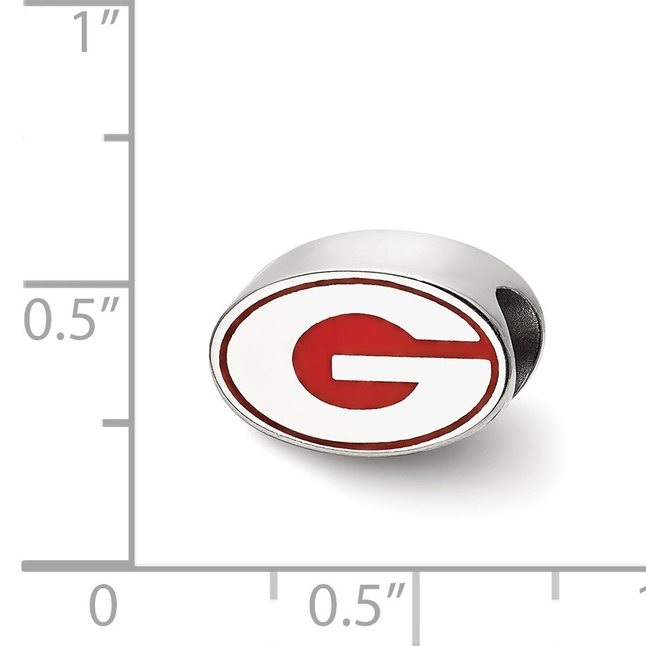 Sterling Silver Rhodium-plated LogoArt University of Georgia Letter G Enameled Logo Bead