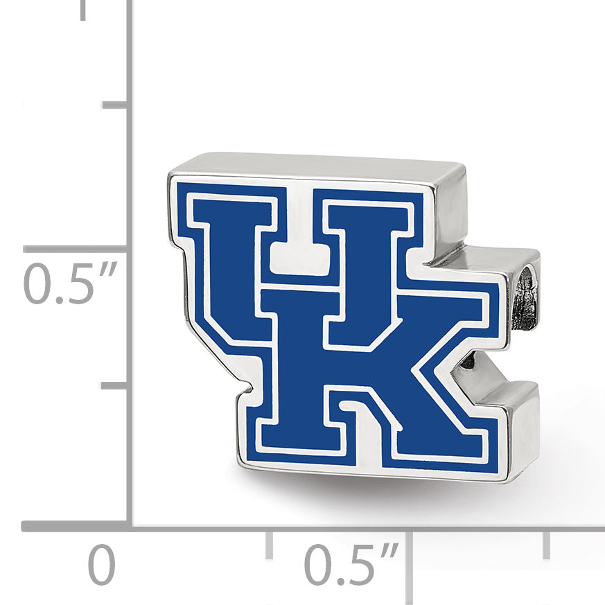 Sterling Silver Rhodium-plated LogoArt University of Kentucky U-K Enameled Logo Bead