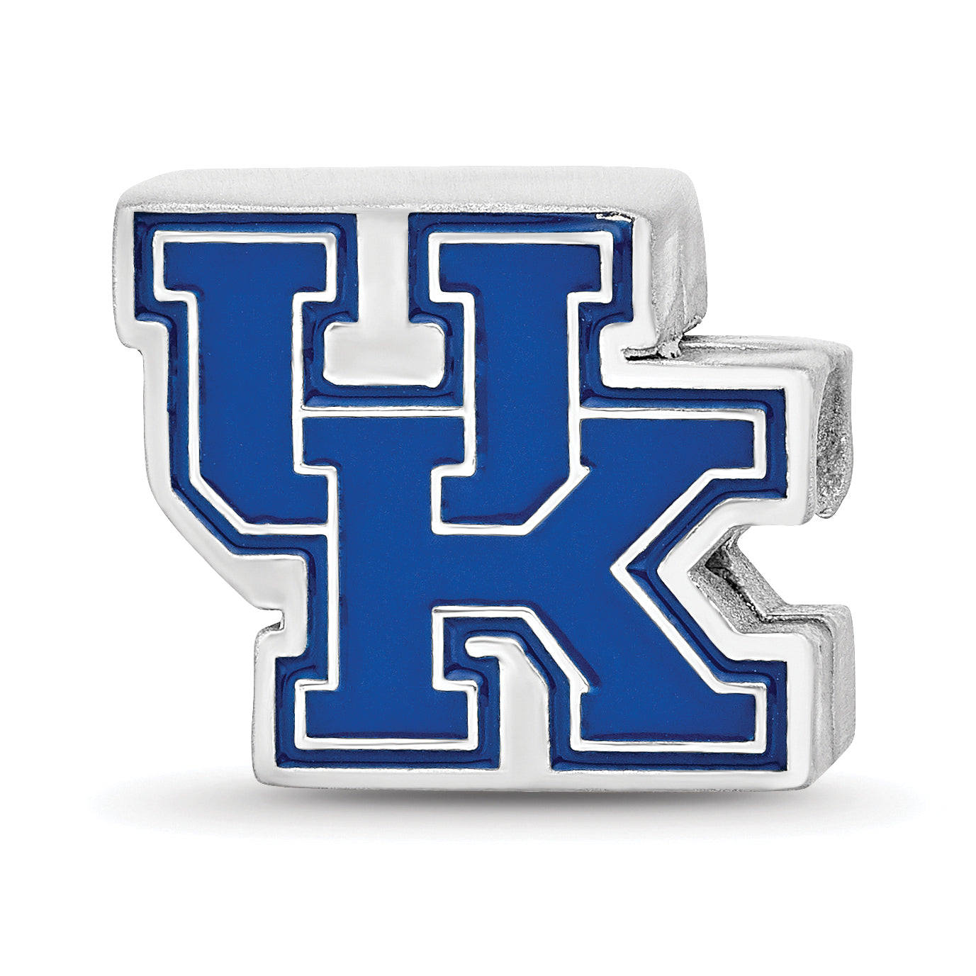 Sterling Silver Rhodium-plated LogoArt University of Kentucky U-K Enameled Logo Bead