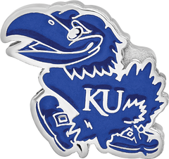 Sterling Silver Rhodium-plated LogoArt The University of Kansas Jayhawk Enameled Logo Bead