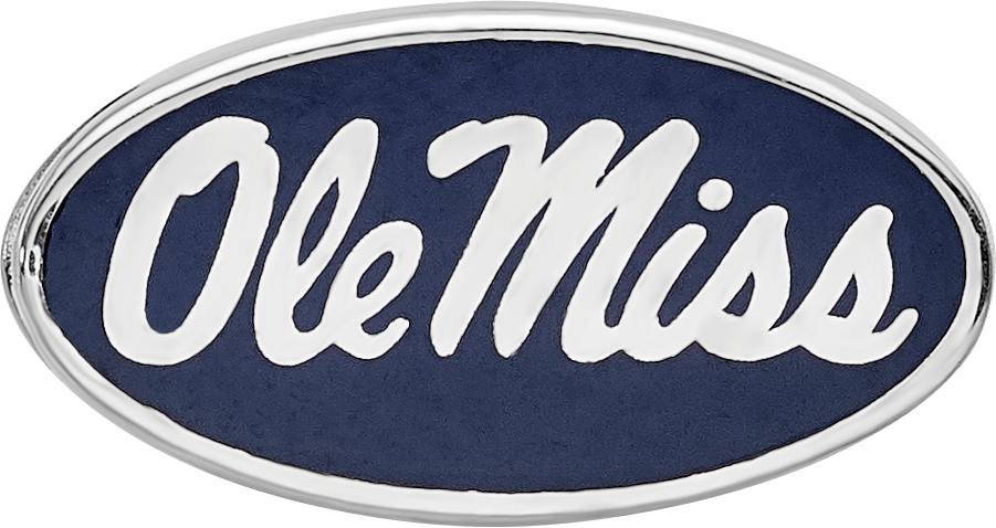 Sterling Silver Rhodium-plated LogoArt University of Mississippi Ole Miss Oval Enameled Bead