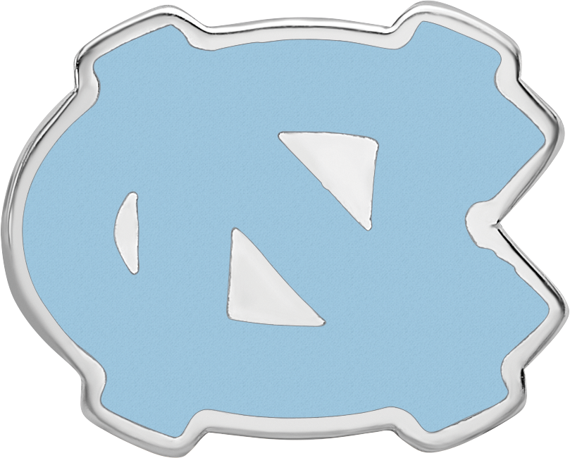 Sterling Silver Rhodium-plated LogoArt University of North Carolina N-C 1-sided Enameled Bead