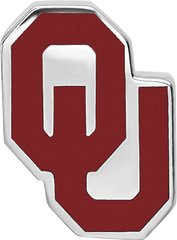 Sterling Silver Rhodium-plated LogoArt University of Oklahoma O-U 1-sided Enameled Bead