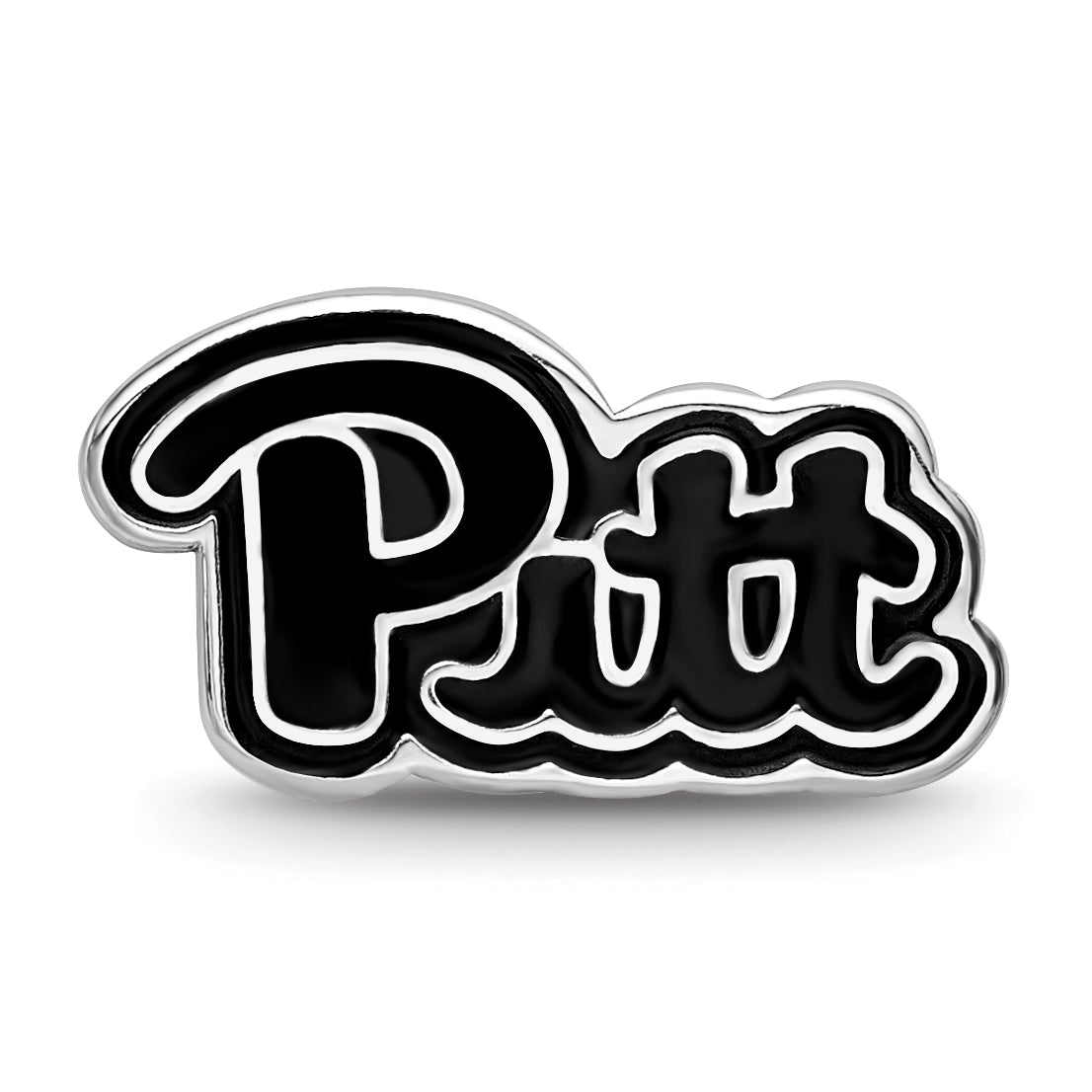 Sterling Silver Rhodium-plated LogoArt University of Pittsburgh Pitt Script Enameled Logo Bead