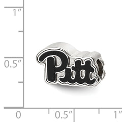 Sterling Silver Rhodium-plated LogoArt University of Pittsburgh Pitt Script Enameled Logo Bead