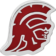 Sterling Silver Rhodium-plated LogoArt University of Southern California Trojan Head Extruded Enameled Bead