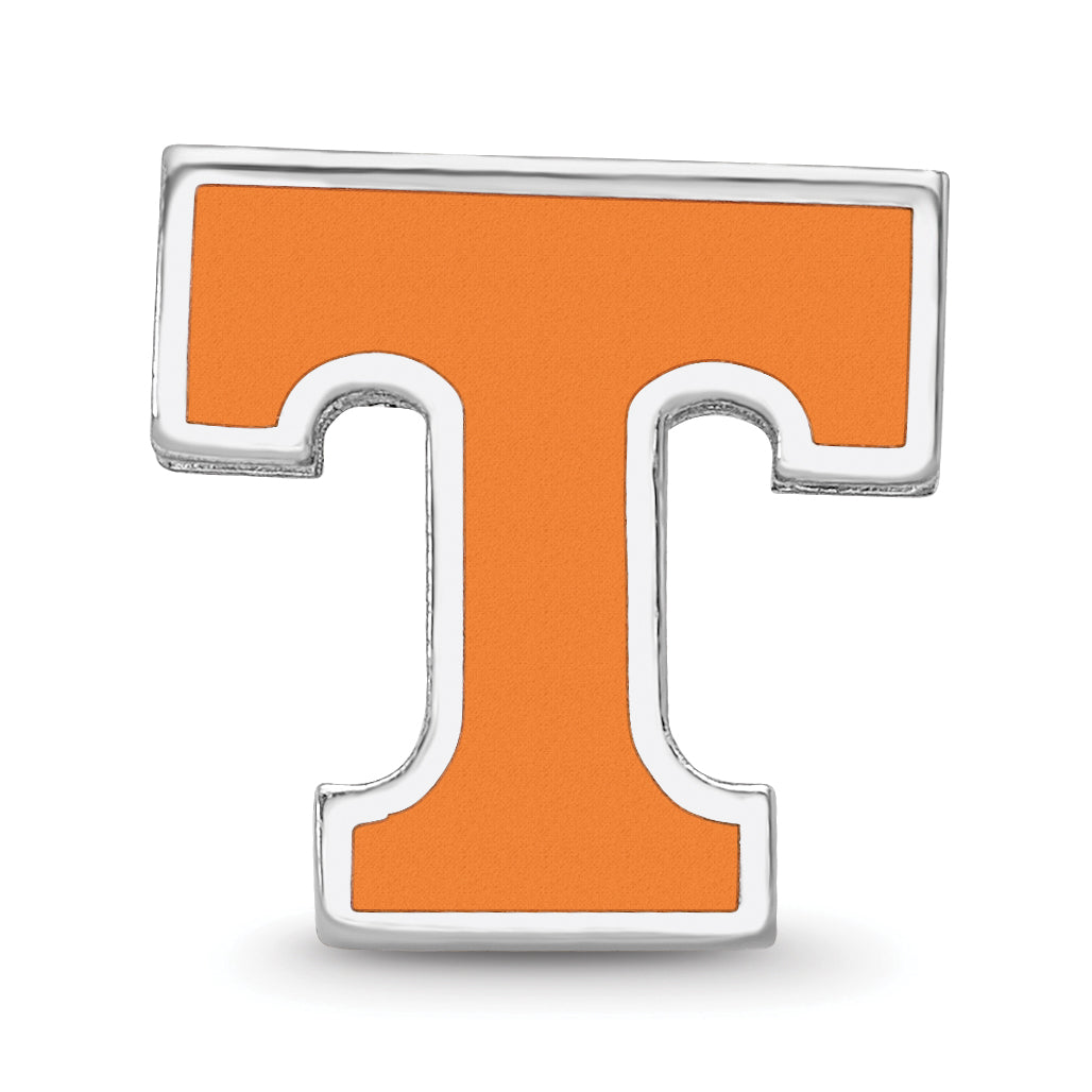 Sterling Silver Rhodium-plated LogoArt University of Tennessee Letter T Enameled Bead