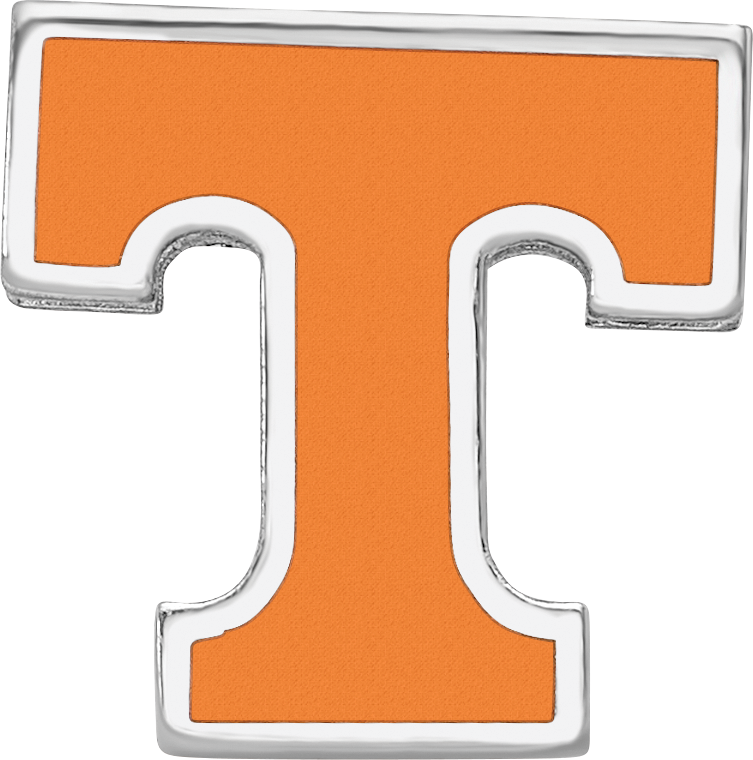 Sterling Silver Rhodium-plated LogoArt University of Tennessee Letter T Enameled Bead