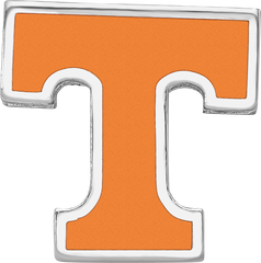 Sterling Silver Rhodium-plated LogoArt University of Tennessee Letter T Enameled Bead