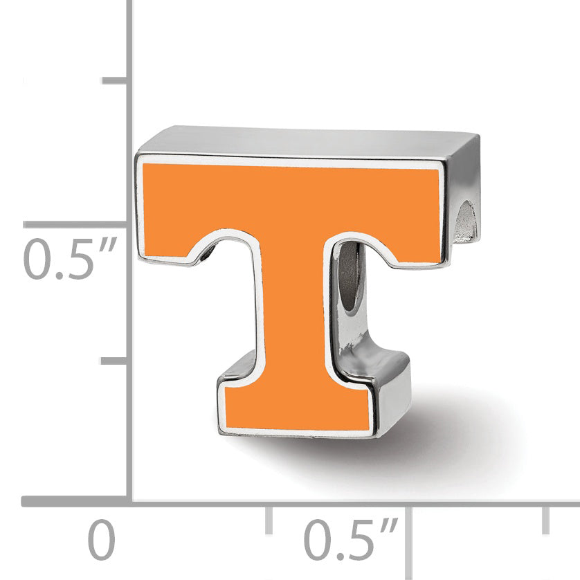 Sterling Silver Rhodium-plated LogoArt University of Tennessee Letter T Enameled Bead