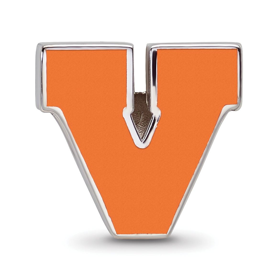 Sterling Silver Rhodium-plated LogoArt University of Virginia Block V Enameled Logo Bead