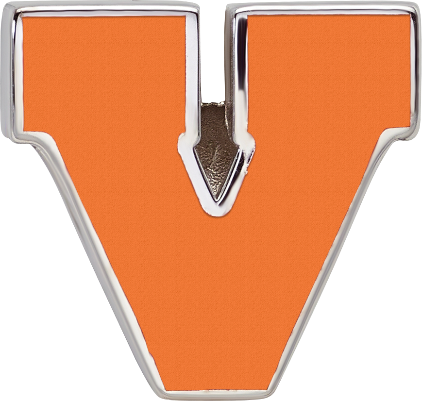 Sterling Silver Rhodium-plated LogoArt University of Virginia Block V Enameled Logo Bead