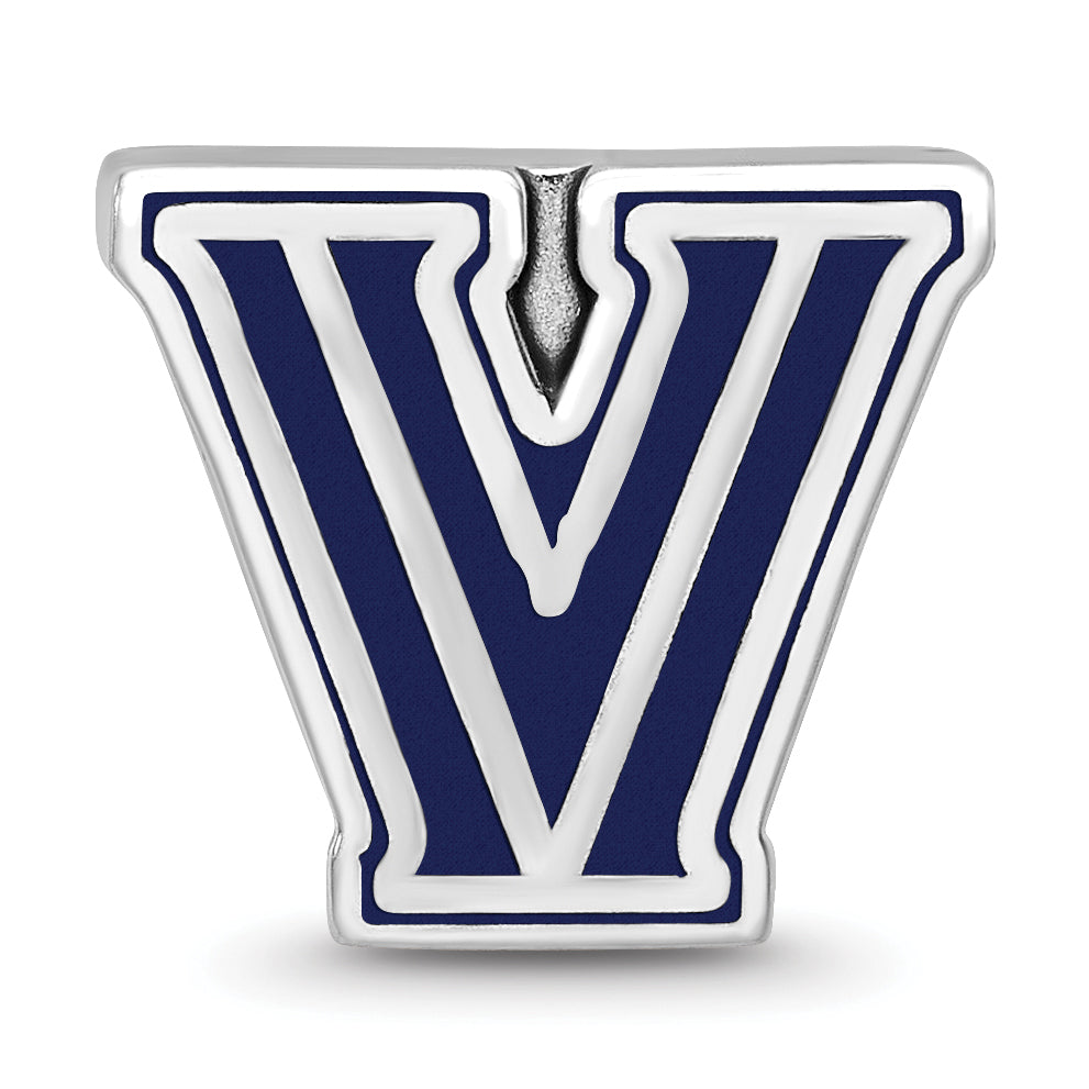 Sterling Silver Rhodium-plated LogoArt Villanova University Letter V Enameled Bead