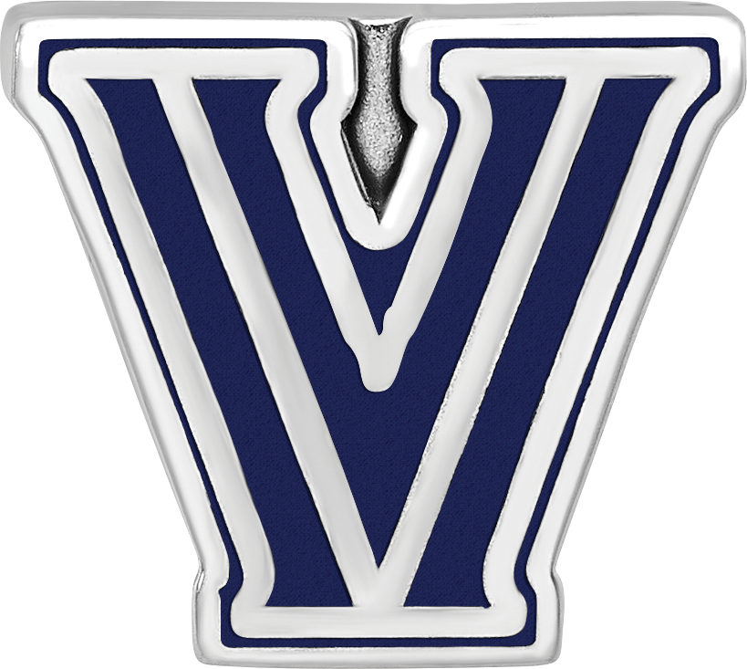 Sterling Silver Rhodium-plated LogoArt Villanova University Letter V Enameled Bead