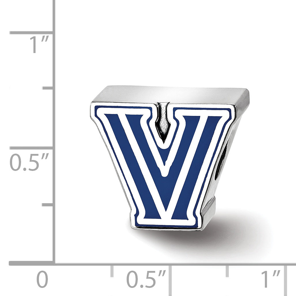 Sterling Silver Rhodium-plated LogoArt Villanova University Letter V Enameled Bead