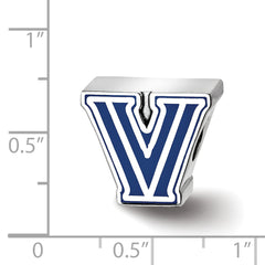 Sterling Silver Rhodium-plated LogoArt Villanova University Letter V Enameled Bead