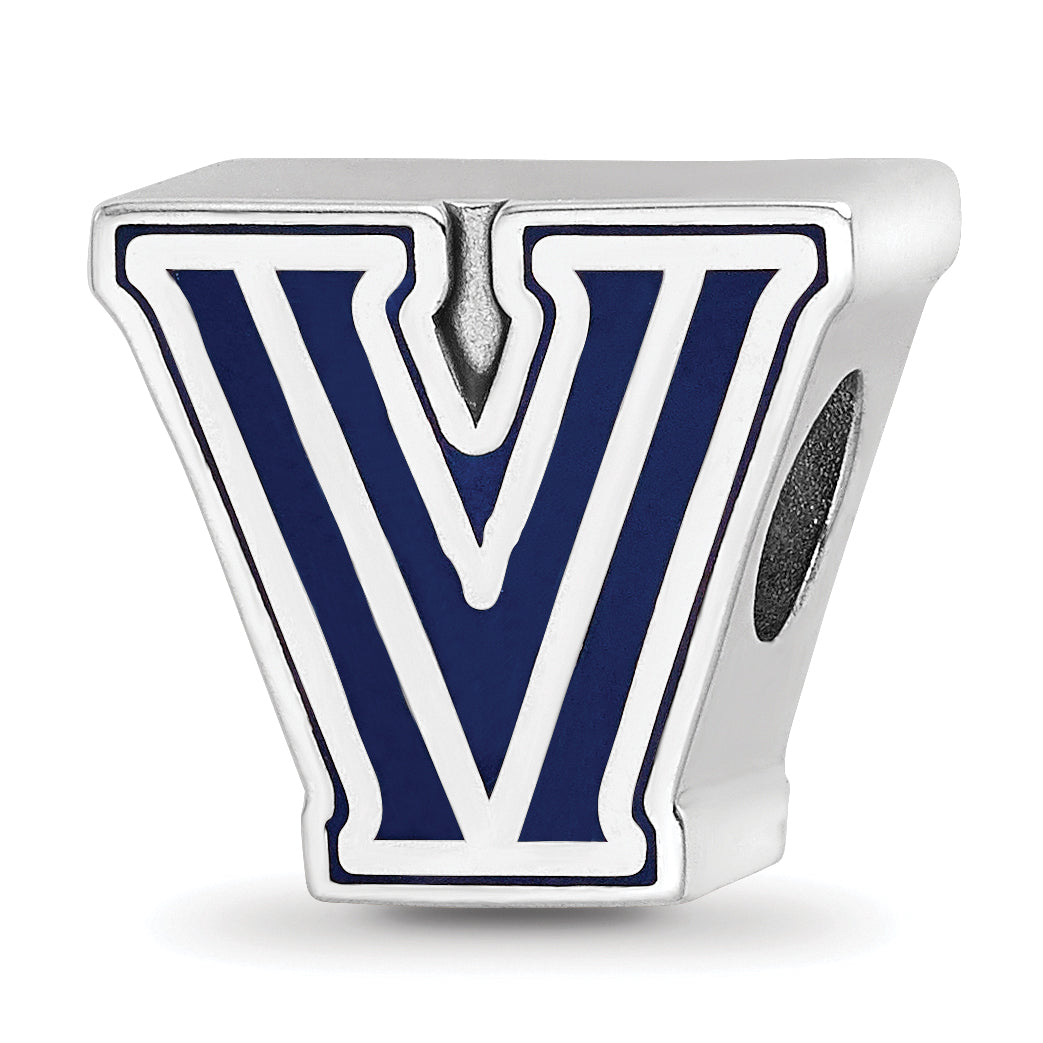 Sterling Silver Rhodium-plated LogoArt Villanova University Letter V Enameled Bead