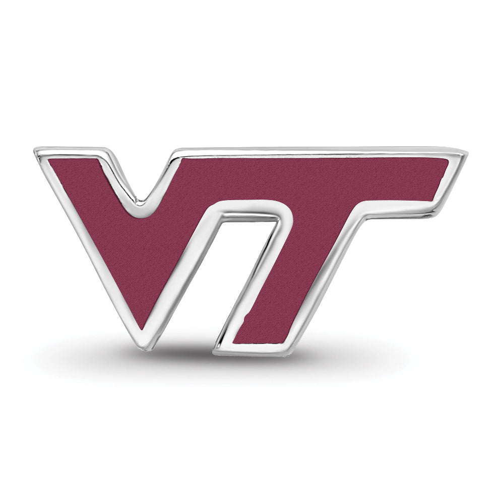 Sterling Silver Rhodium-plated LogoArt Virginia Tech V-T Enameled Logo Bead