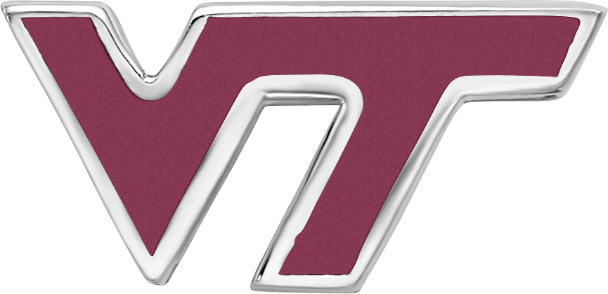 Sterling Silver Rhodium-plated LogoArt Virginia Tech V-T Enameled Logo Bead