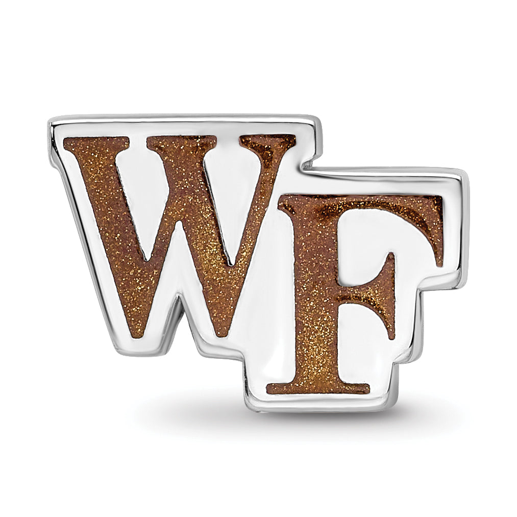 Sterling Silver Rhodium-plated LogoArt Wake Forest University W-F Enameled Extruded Bead