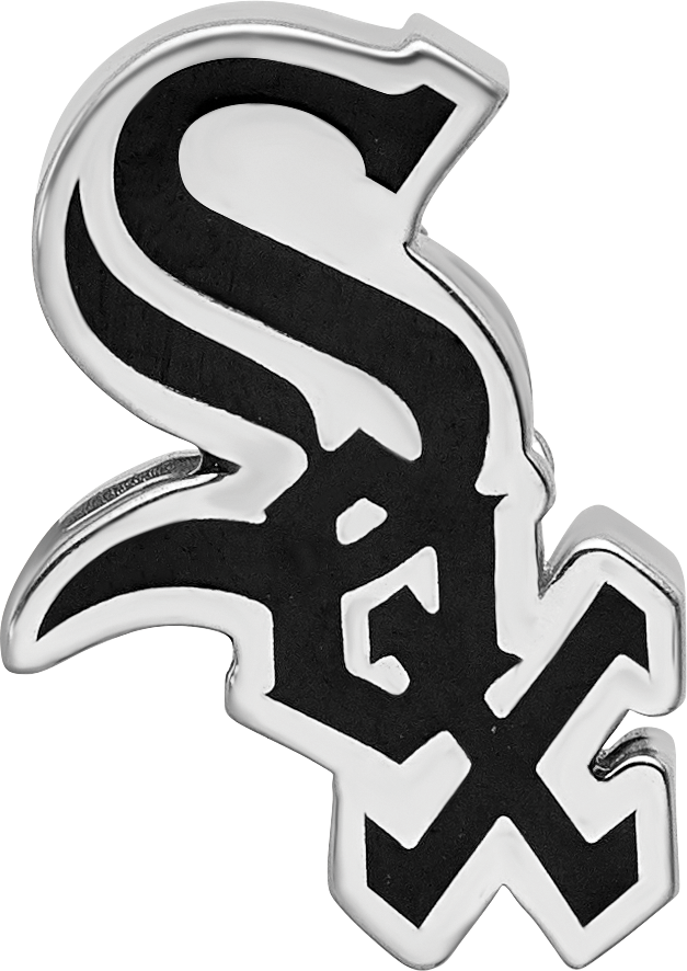 Sterling Silver Rhodium-plated MLB LogoArt Chicago White Sox Enameled Bead