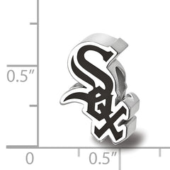 Sterling Silver Rhodium-plated MLB LogoArt Chicago White Sox Enameled Bead