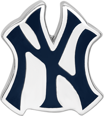 Sterling Silver Rhodium-plated MLB LogoArt New York Yankees N-Y Enameled Bead