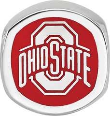 Sterling Silver Rhodium-plated LogoArt The Ohio State University Enameled Double Logo Bead