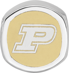 Sterling Silver Rhodium-plated LogoArt Purdue University Double Logo Enameled Bead