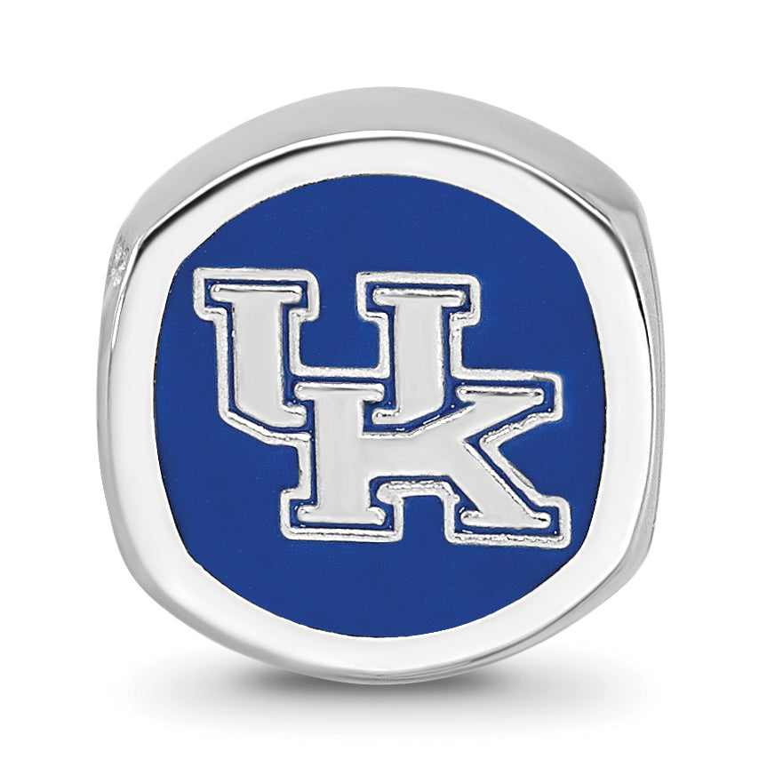 Sterling Silver Rhodium-plated LogoArt University of Kentucky U-K Enameled Bead