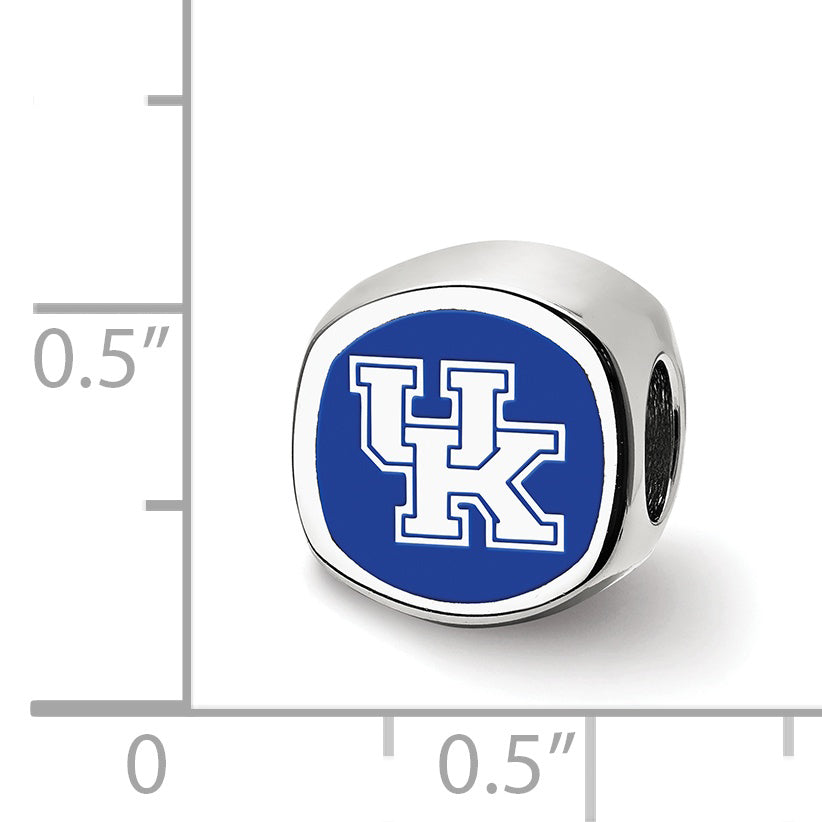 Sterling Silver Rhodium-plated LogoArt University of Kentucky U-K Enameled Bead