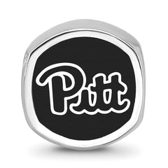 Sterling Silver Rhodium-plated LogoArt University of Pittsburgh Enameled Double Logo Bead