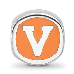 Sterling Silver Rhodium-plated LogoArt University of Virginia Double Logo Enameled Bead