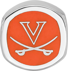 Sterling Silver Rhodium-plated LogoArt University of Virginia Double Logo Enameled Bead