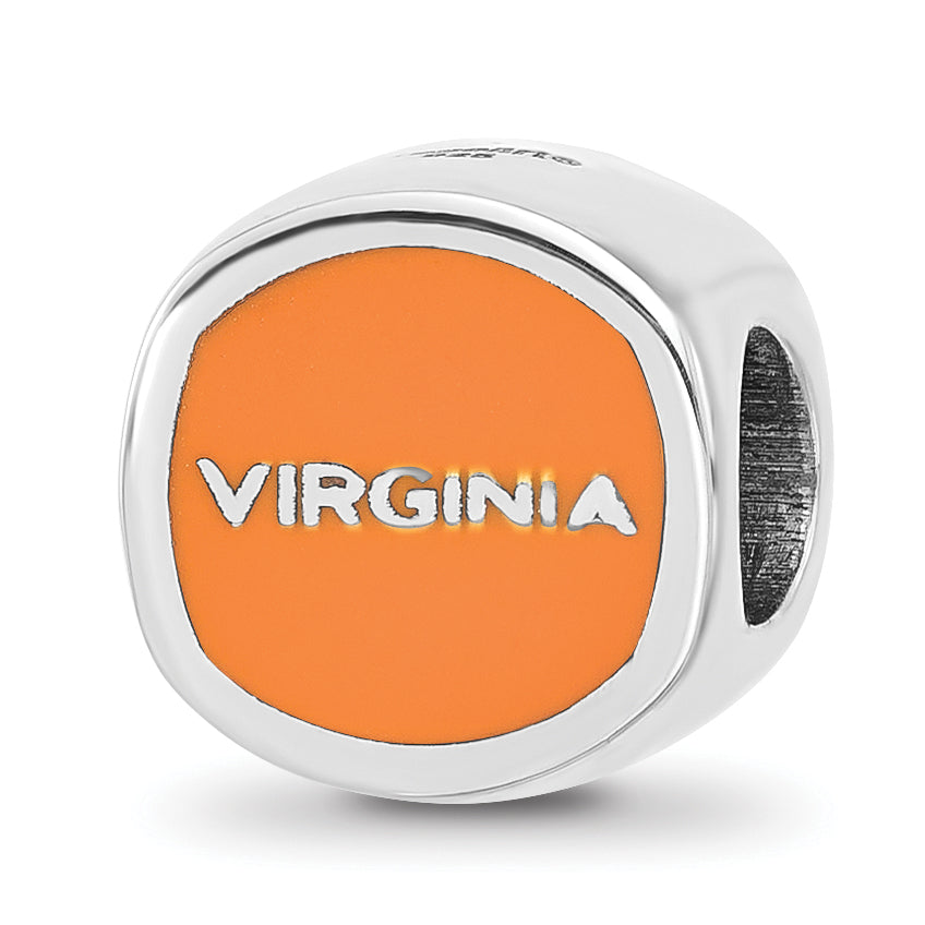 Sterling Silver Rhodium-plated LogoArt University of Virginia Double Logo Enameled Bead