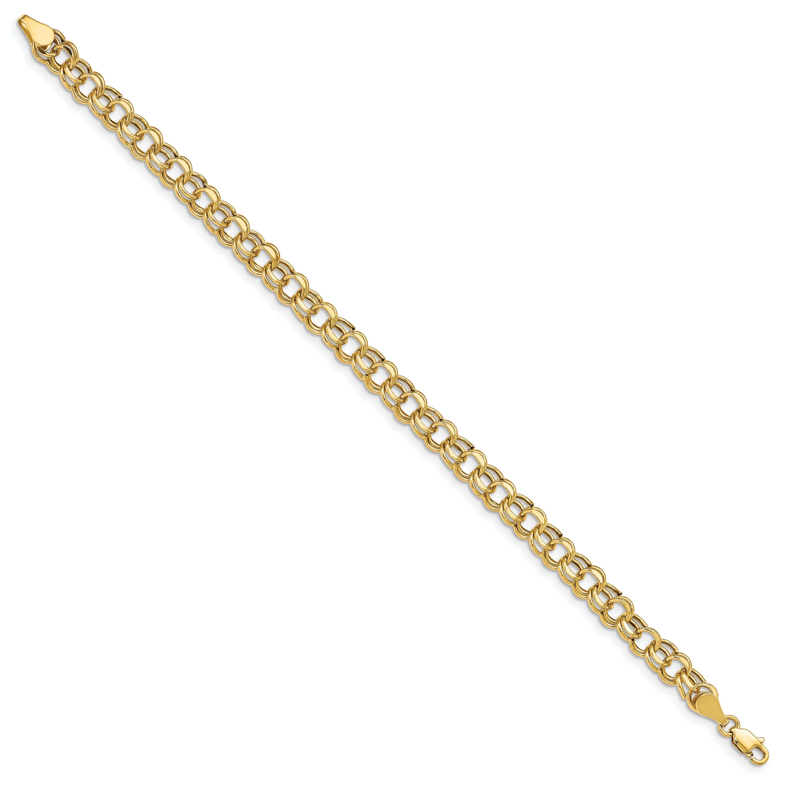 14k Lite 5.5mm Double Link Charm Bracelet