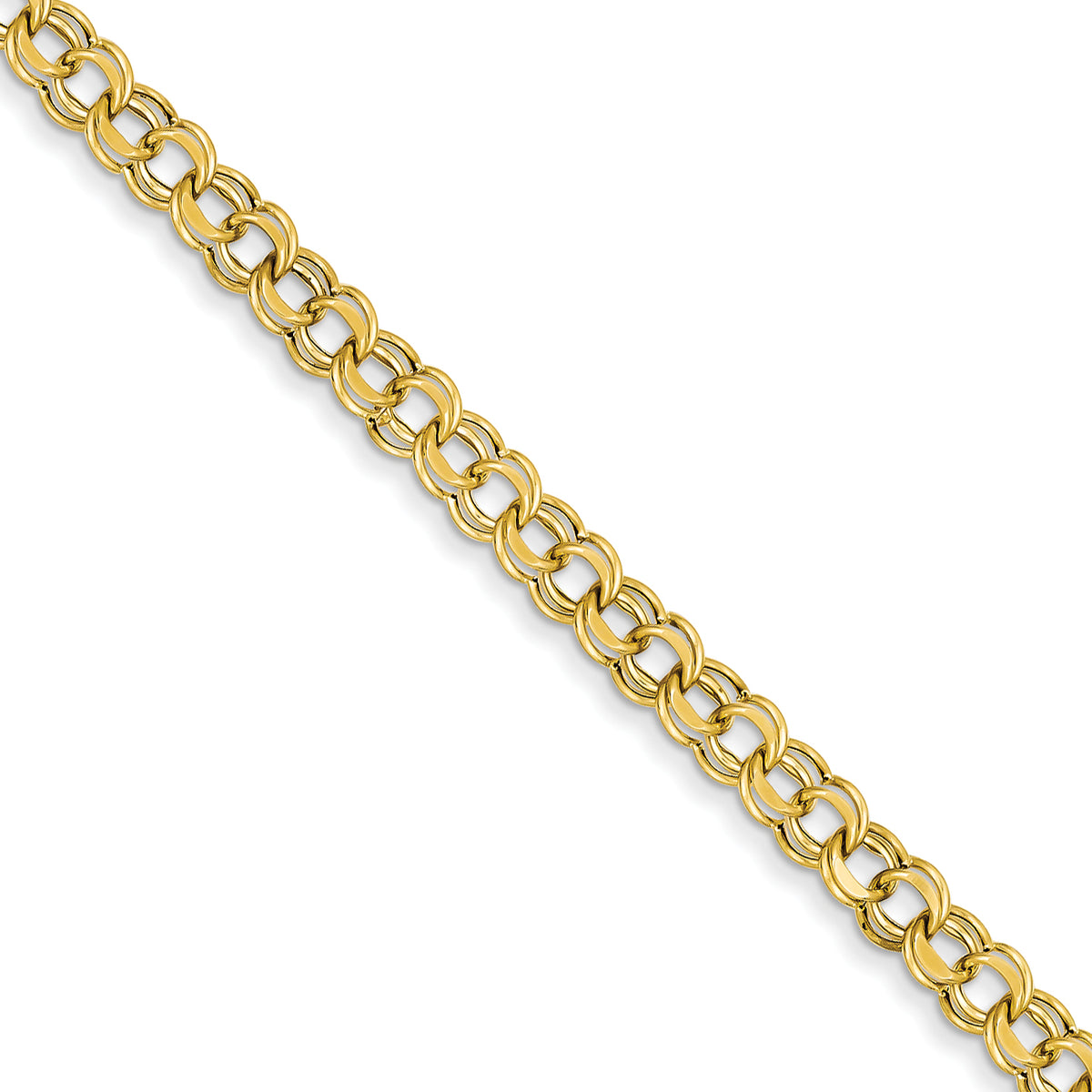 14k Lite 5.5mm Double Link Charm Bracelet