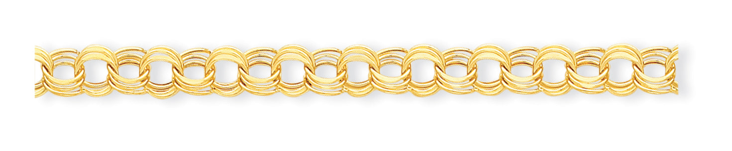 14k Lite 8.5mm Triple Link Charm Bracelet