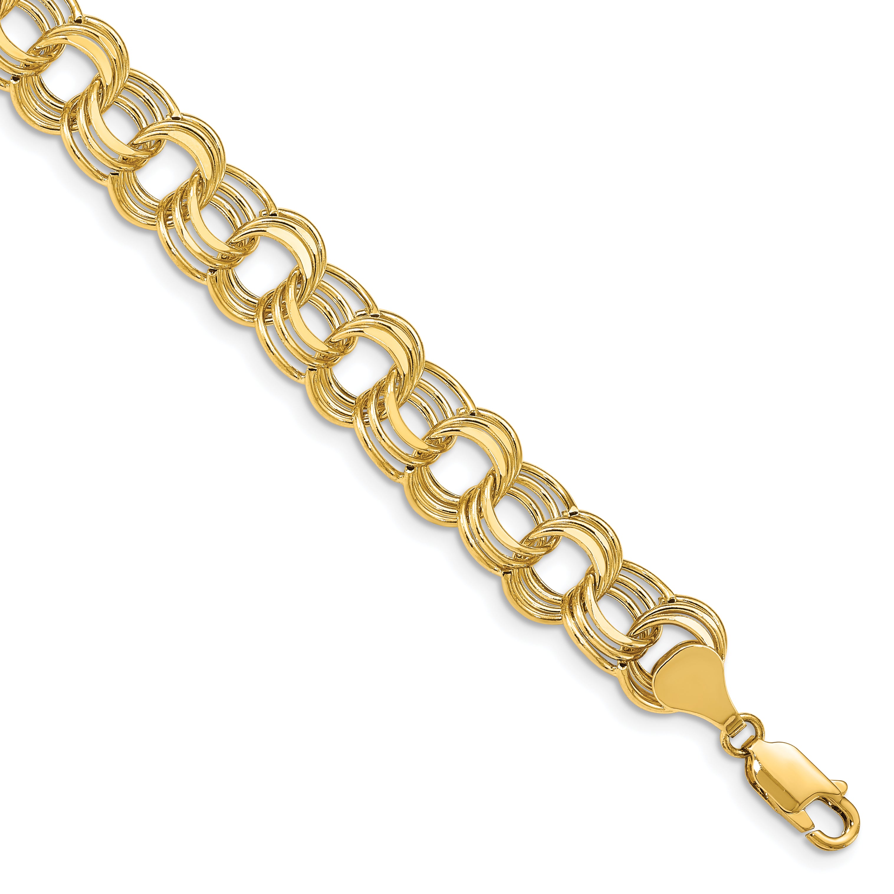 14k Lite 9.5 Triple Link Charm Bracelet