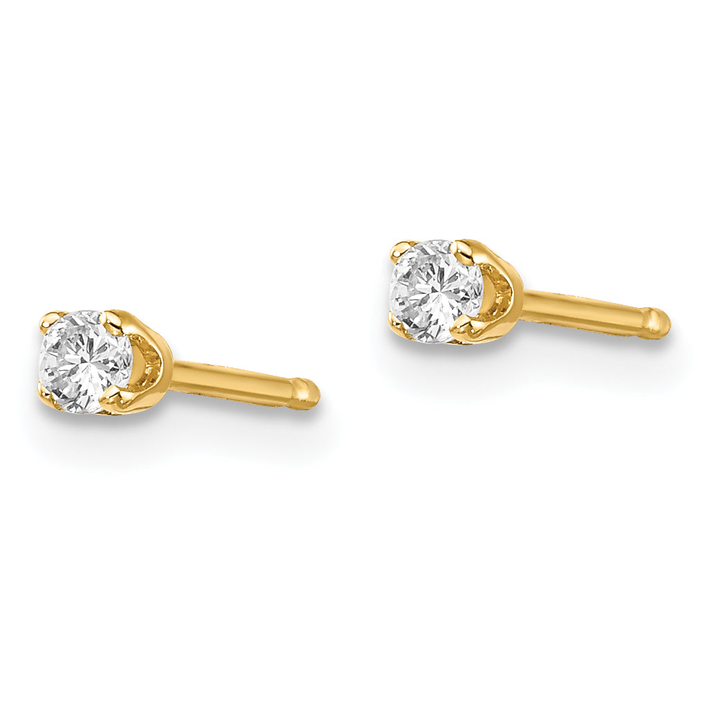 14ky .10ct. I2 K-L Diamond Stud Push-on Post Earrings